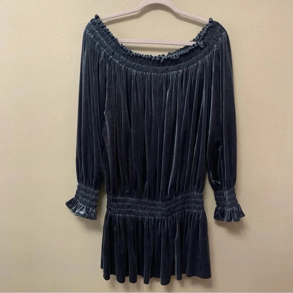 Norma Kamali Peasant Mini Dress in Pewter Size Small - Picture 2 of 8